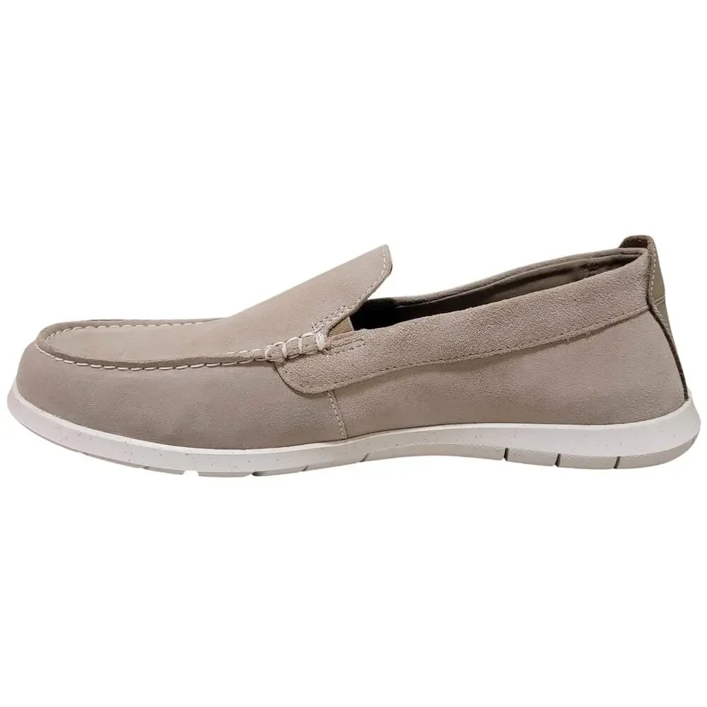 Clarks Men Flexway Step Slip On Moc Toe Loafers Size US 10.5W Sand Grey Suede
